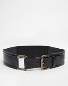 Pieces Buckle Leather Waist Belt - Black