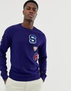 Scotch & Soda Retro-ski Inspired Sweat With Badges And Appliques - Blue