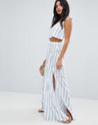 Asos Design Jersey Beach Two-piece Maxi Skirt In Stripe - Multi
