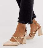 Raid Wide Fit Hanley Blush Studded Heeled Shoes-beige