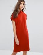 Vila High Neck Clean Dress - Red