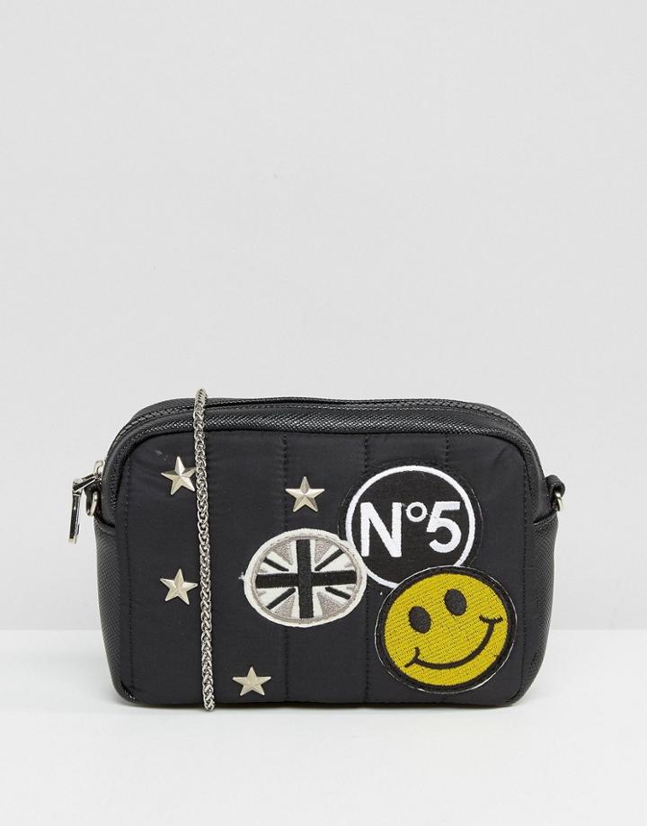 Silvian Heach Mini Cross Body Bag With Badges - Black