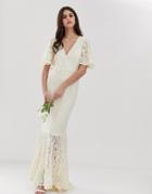 Y.a.s Wedding Lace Fishtail Dress-white