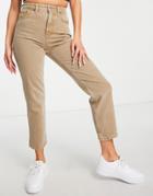 Topshop Editor Cotton Jeans In Sand - Beige-neutral