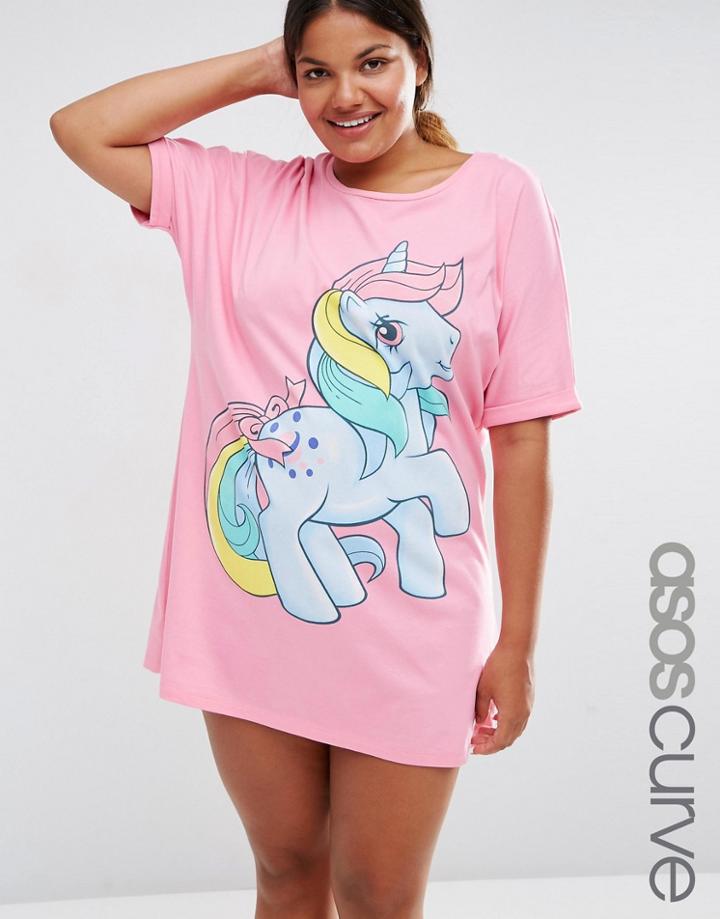 Asos Curve My Little Pony Print Sleep Tee - Pink