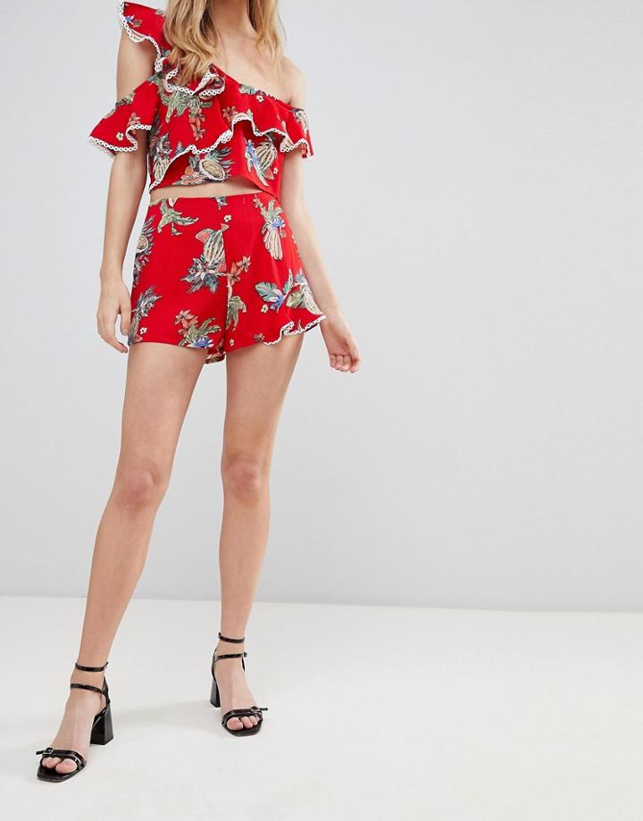 Love & Other Things High Waisted Printed Short - Red
