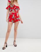 Love & Other Things High Waisted Printed Short - Red