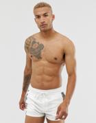 Asos Design Swim Short In White With Reflective Panels Super Short Length - White