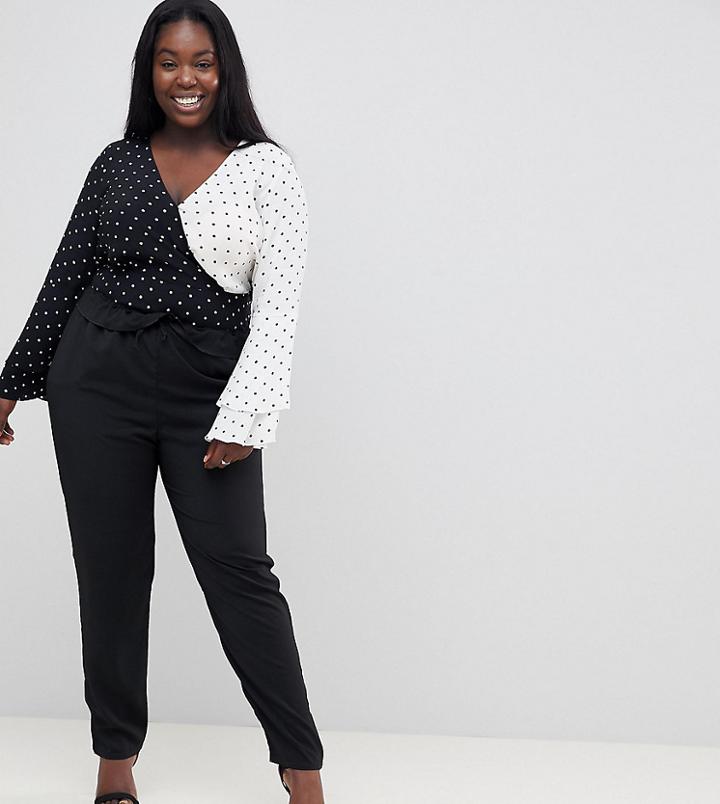 Boohoo Plus Paperbag Waist Pants - Black