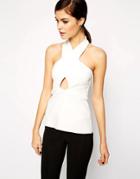 Asos Top With Halter Neck Cut Out In Smart Fabric - Black $24.00