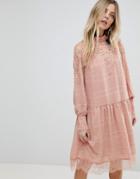 Y.a.s Lace Detail Skater Dress - Pink