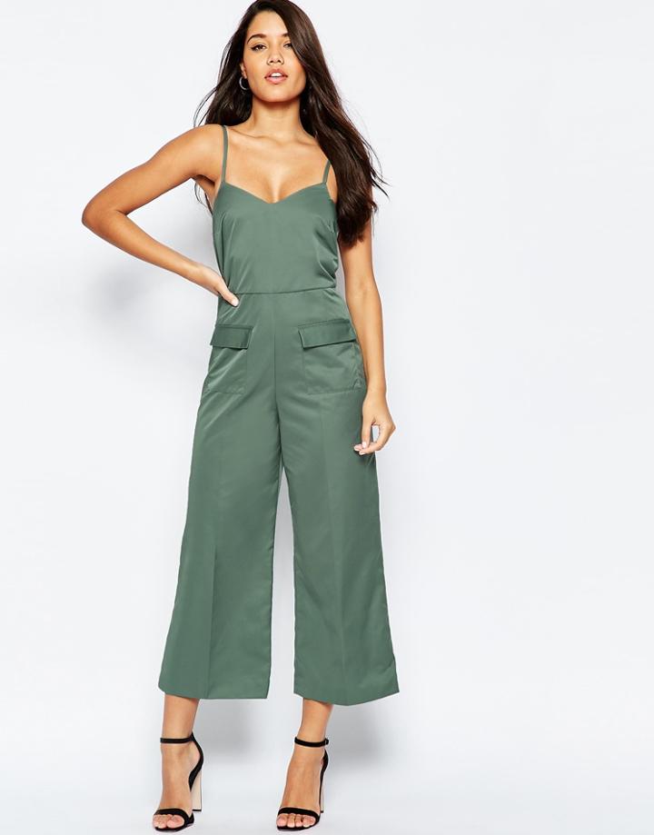 Asos Structured Jumpsuit With Pocket Detail - Sage Green
