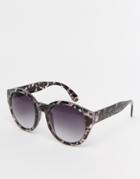 Warehouse Marbled Round Sunglasses - Blue Pattern