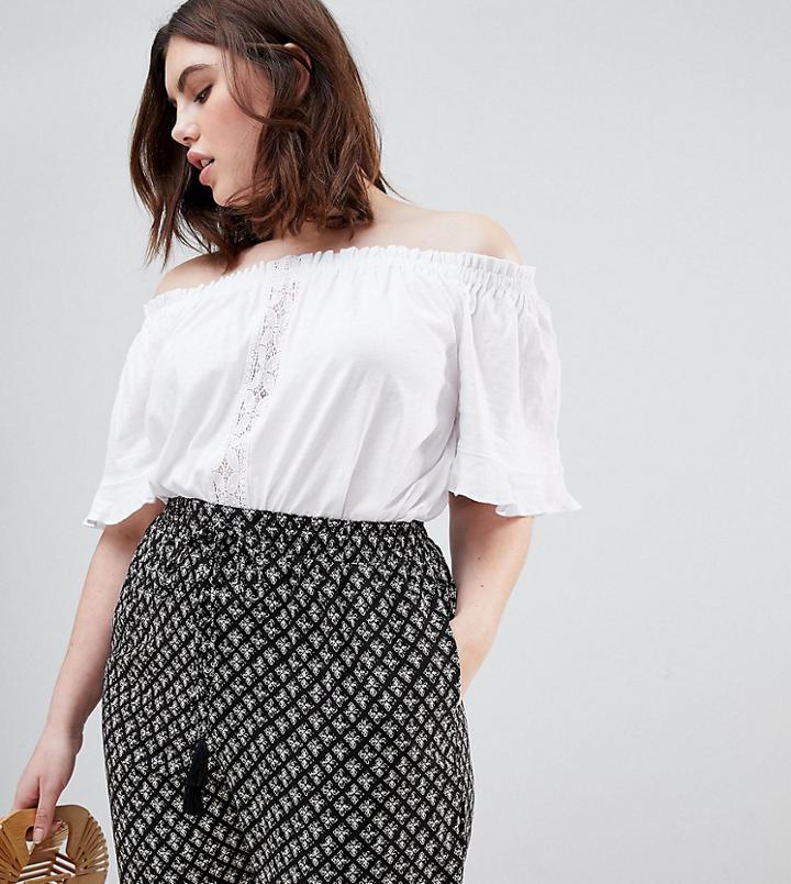 New Look Curve Bardot Jersey Top - Cream