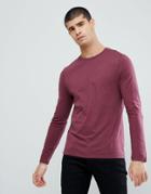 Asos Design Long Sleeve T-shirt With Crew Neck In Red - Red