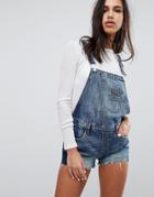 Blank Nyc Overall Shorts With Contrast Side Panel - Blue