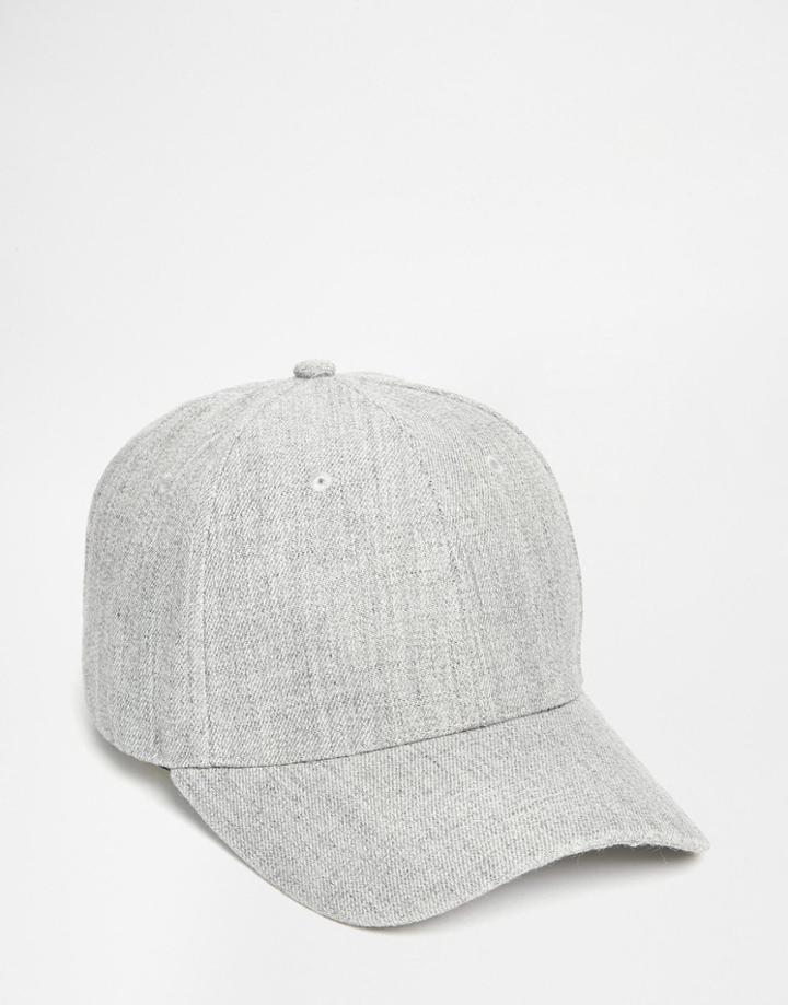 Asos Baseball Cap In Gray Melton - Gray