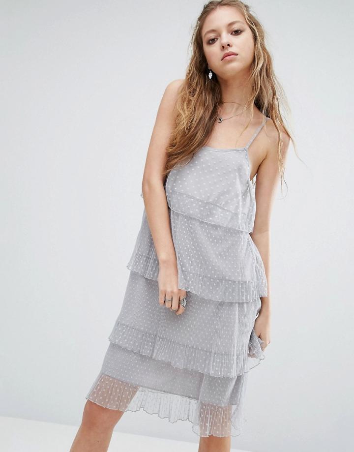 Navy London Layered Lace Cami Dress - Gray