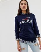 Hollister Sweatshirt With Front Logo - Navy