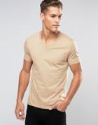 Asos T-shirt With V-neck - Beige