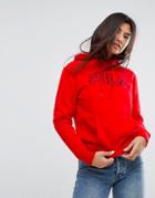 Fila Oversized Boyfriend Hoodie With Front Logo - Red