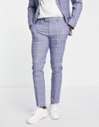 Topman Skinny Check Suit Pants In Blue