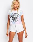 Kiss & Tell Festival Crop Boyfriend T-shirt With Mermaids Do It Better Shell Print - Multi