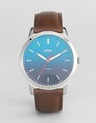 Fossil Fs5440 The Minimalist Leather Watch With Ombre Face - Brown