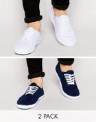 Asos Sneakers 2 Pack In White And Navy