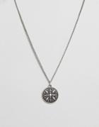 Icon Brand Burnished Silver Necklace With Compass Pendant Exclusive To Asos - Silver
