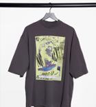 Collusion Photographic Print Oversized T Shirt In Charcoal-grey