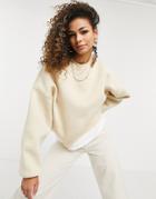 Asos Design Oversized Sweatshirt With Chunky Rib In Sand-neutral