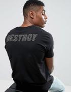 Asos Longline T-shirt With Destroy Embellishment - Black