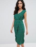 Darling Textured Wrap Front Midi Dress - Green