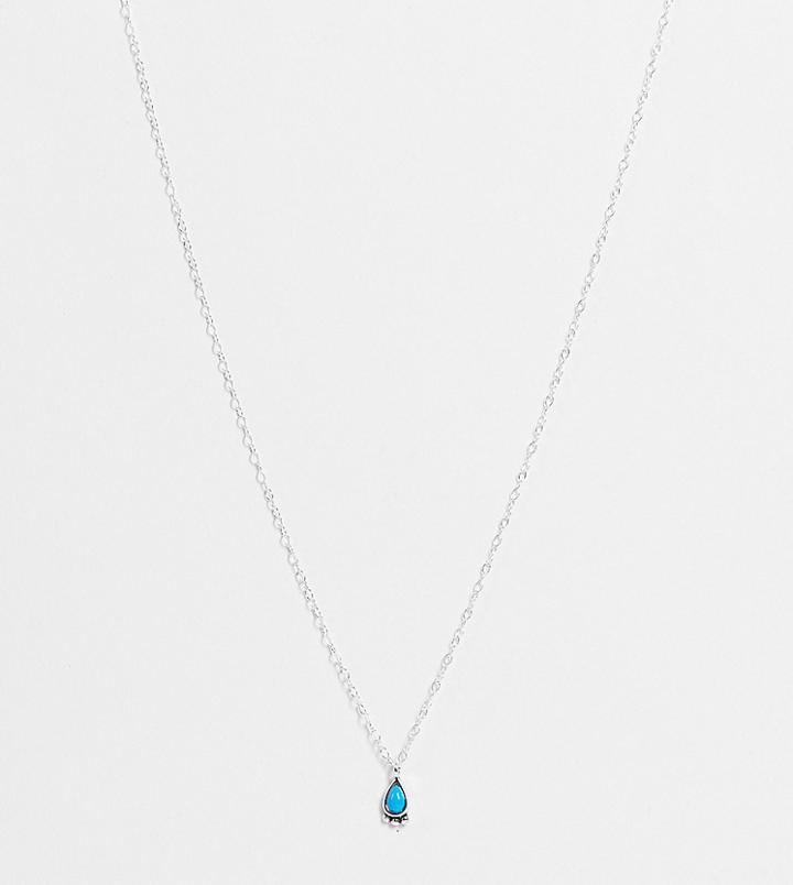 Kingsley Ryan Turquoise Teardrop Necklace In Sterling Silver