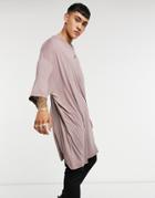 Asos Design Extreme Oversized Super Long Line Viscose T-shirt In Washed Purple