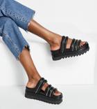 Asos Design Wide Fit Thea Padded Flatform Mules In Black