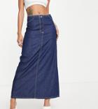 Collusion Y2k Mid Rise Maxi Denim Skirt In Mid Blue