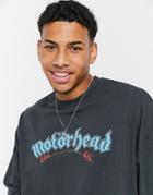 Asos Design Motorhead Oversized T-shirt With Nibbling & Acid Wash In Black