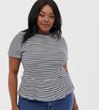 Glamorous Curve Relaxed T-shirt With Peplum Hem In Stripe