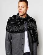 Asos Lightweight Blanket Scarf With Bandana Print - Black