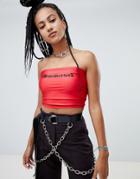 The Ragged Priest X Betsy Johnson Embroidered Bandeau With Sliced Back - Red