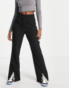 Lola May Highwaisted Split Front Flare Pants-black