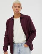 Asos Design Jersey Harrington Jacket In Burgundy-red