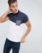 Asos Design Polo Shirt With Roll Sleeve And Contrast Pocket - White