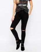 Noisy May Rip Knee Devil's Jeggings - Black 34