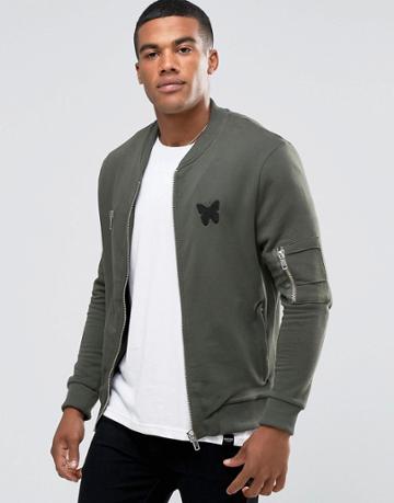 Good For Nothing Jersey Bomber Jacket - Green