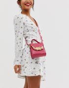 Fabienne Chapot Karma Faux Croc Mini Bag In Pink