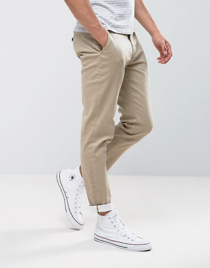 Asos Slim Heavyweight Chino In Stone - Stone