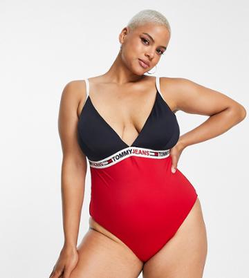 Tommy Hilfiger Jeans Curve Triangle Swimsuit In Red
